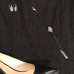 Brighton Black Rope Silver Pendant Bracelet